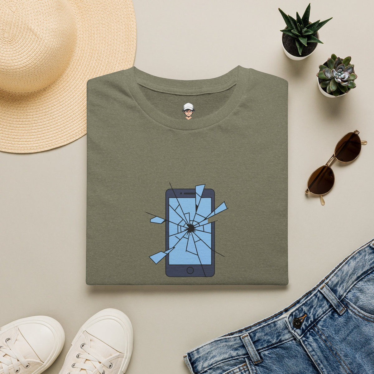 T-Shirt — "Currently Unavailable (Emotionally)" Broken Phone Graphic
