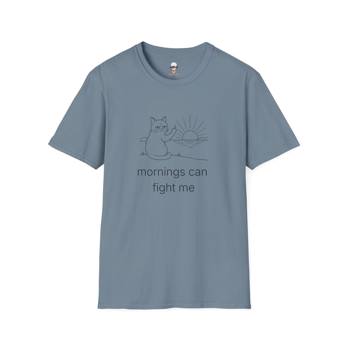 mornings can fight me - Funny Grumpy Cat Tee