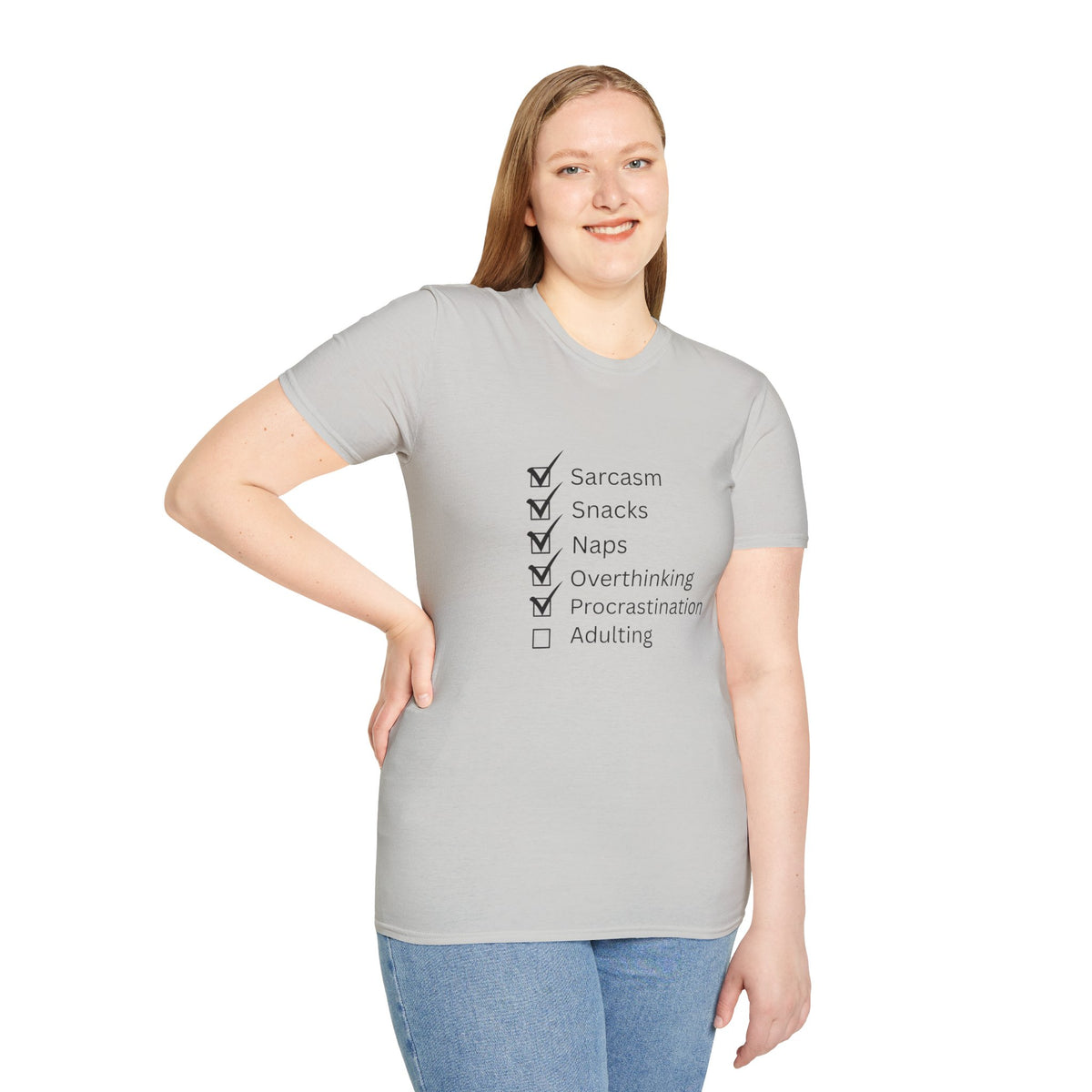 Checklist Tee — Sarcasm, Snacks, Naps & Overthinking Graphic T-Shirt