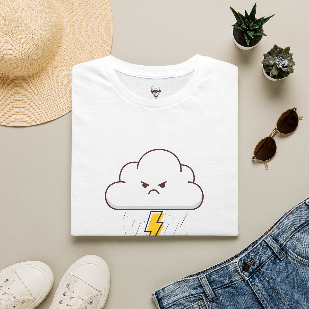 Personal Weather System: Grumpy T‑Shirt — Cute Angry Cloud Graphic Tee