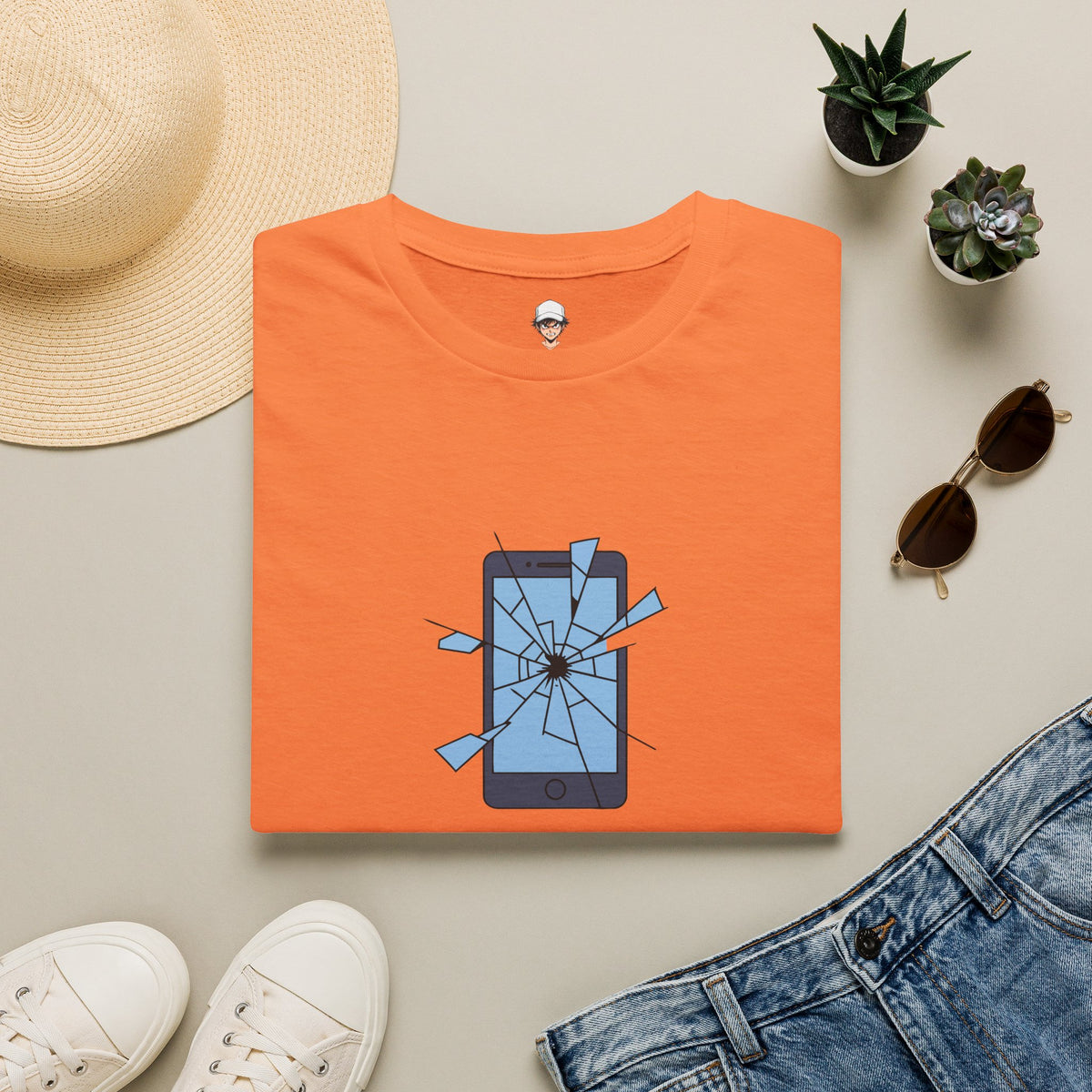 T-Shirt — "Currently Unavailable (Emotionally)" Broken Phone Graphic