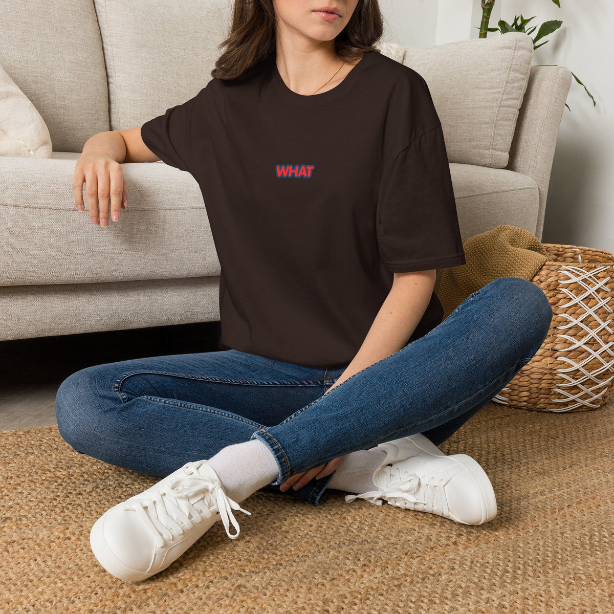 Retro 'WHAT' Chest Print Tee