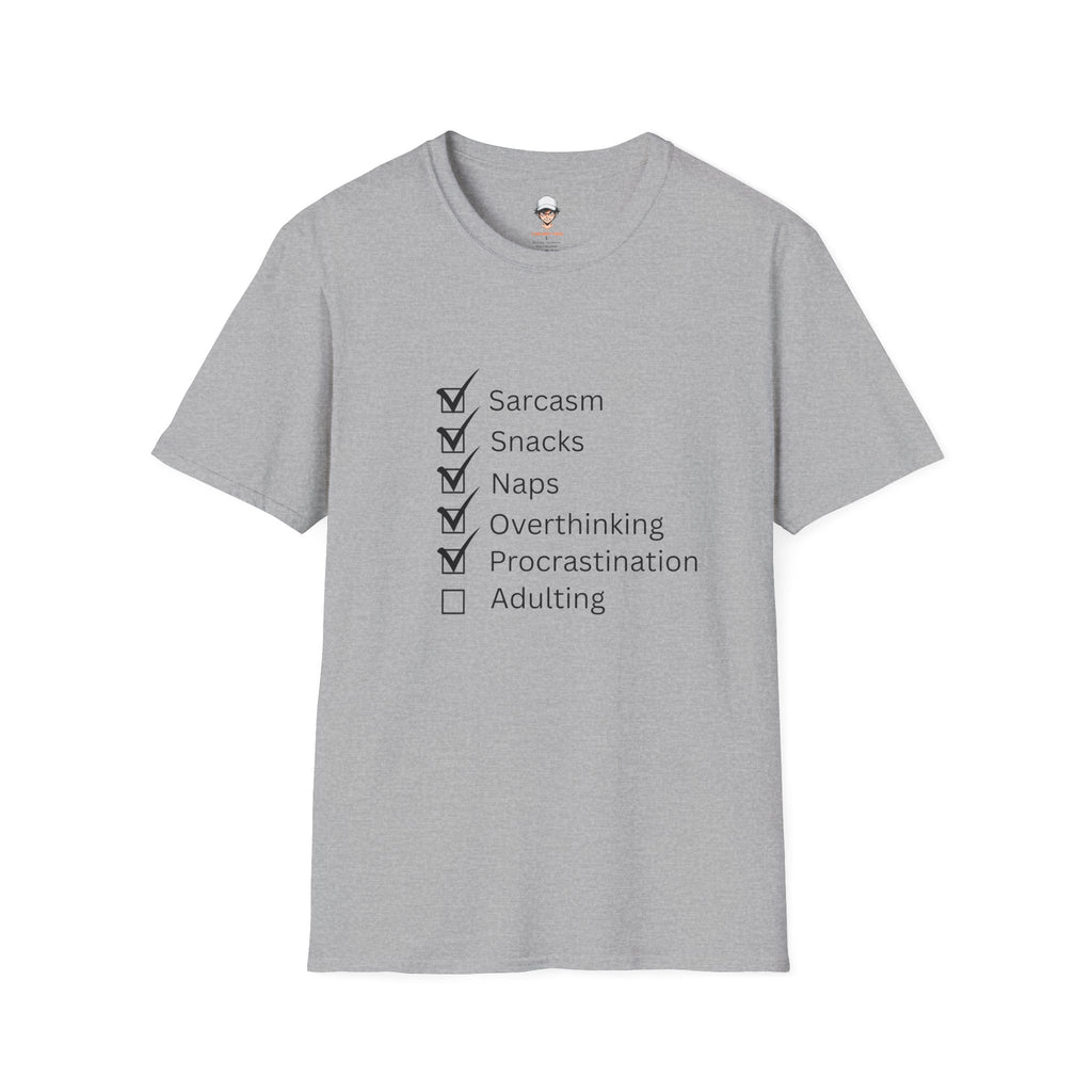 Checklist Tee — Sarcasm, Snacks, Naps & Overthinking Graphic T-Shirt