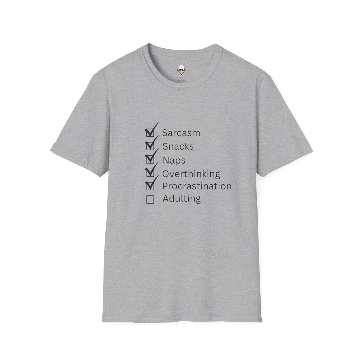 Checklist Tee — Sarcasm, Snacks, Naps & Overthinking Graphic T-Shirt