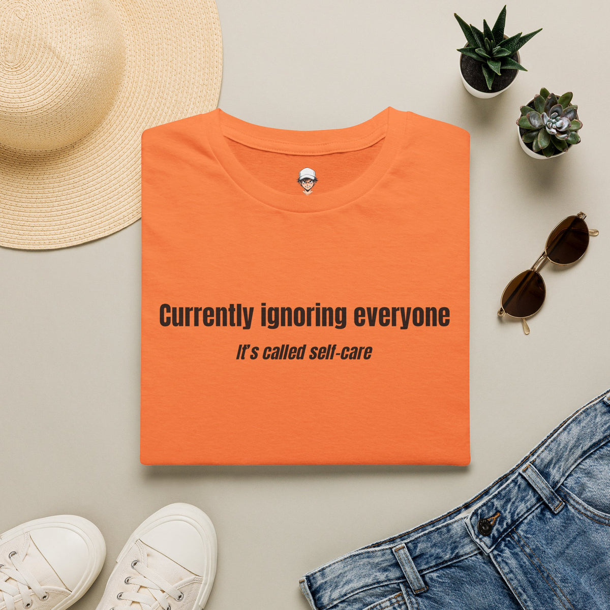 Currently Ignoring Everyone Cotton T-Shirt — Self-Care Statement Tee