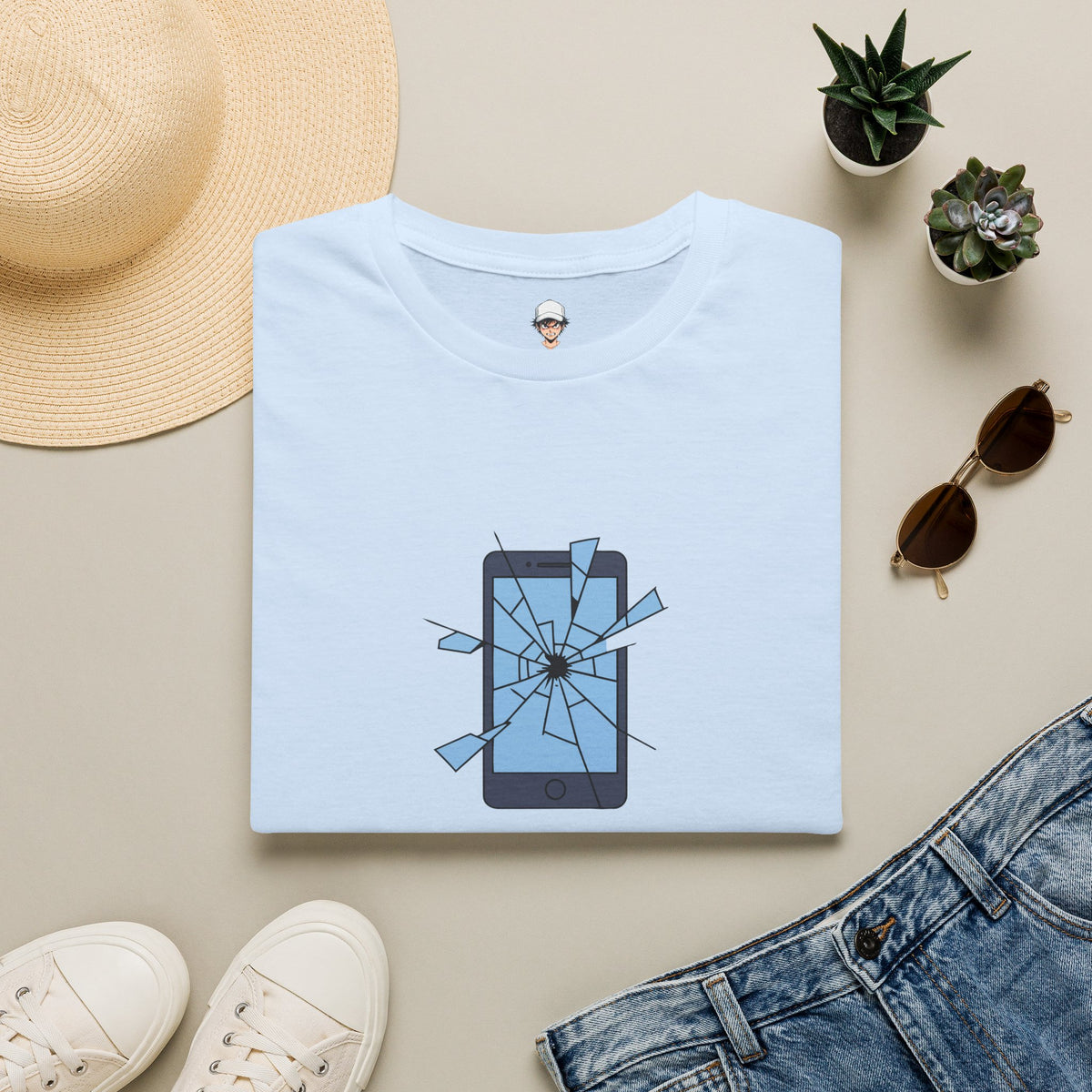 T-Shirt — "Currently Unavailable (Emotionally)" Broken Phone Graphic