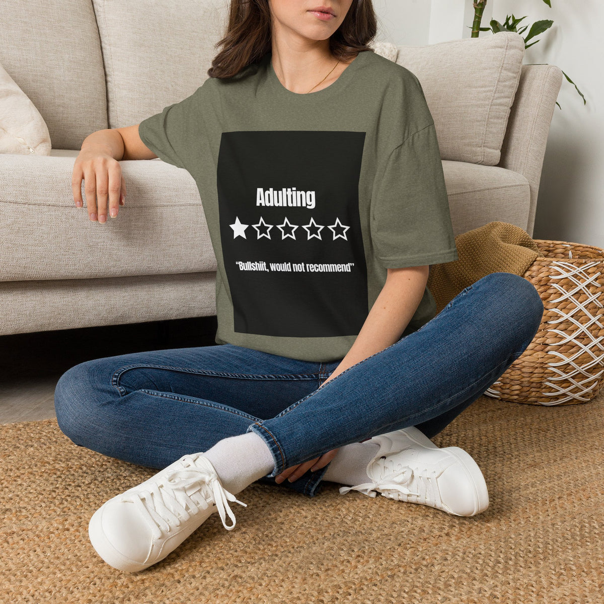 T-Shirt — "Adulting: 1-Star" Funny Rating Graphic Tee