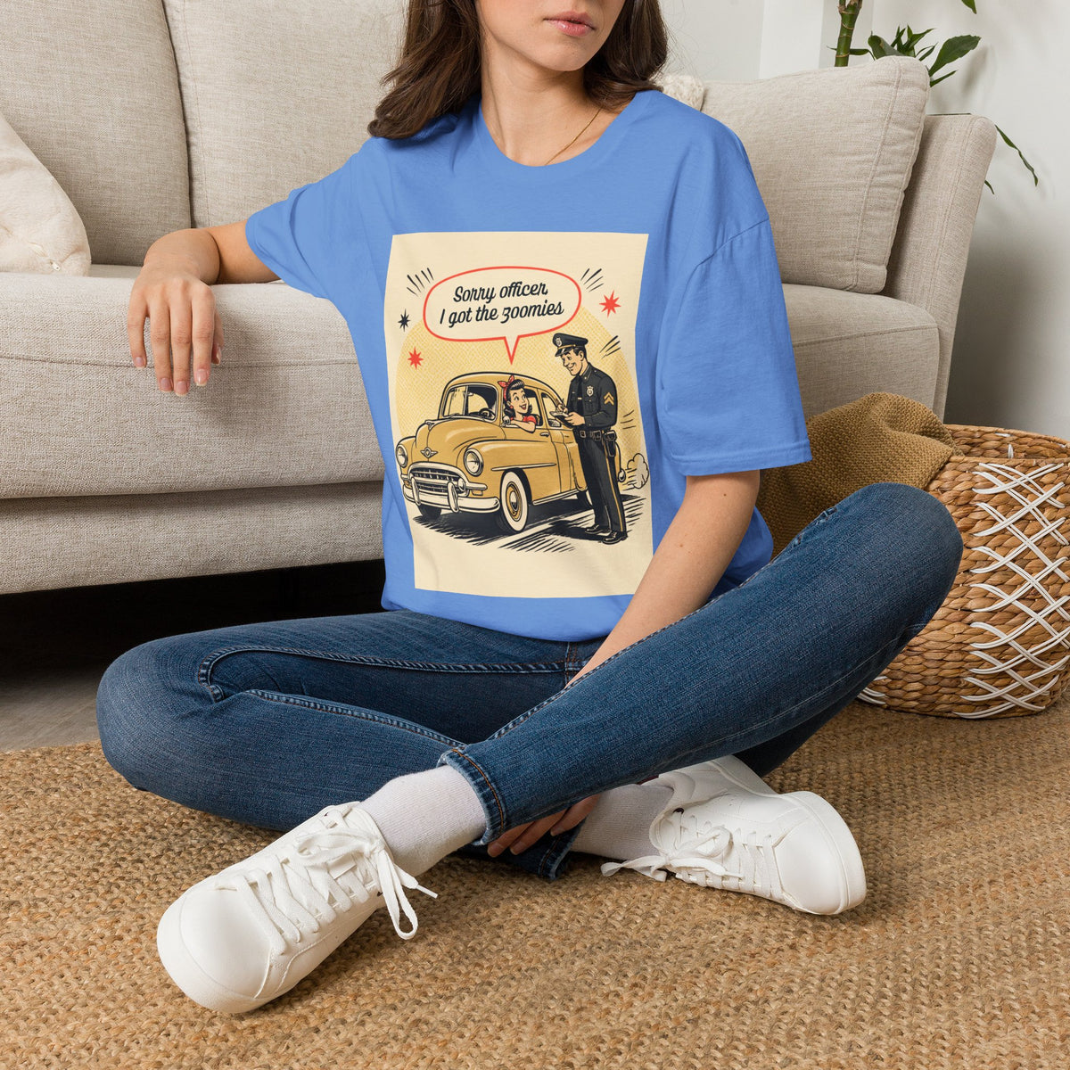 "Sorry Officer, I Got the Zoomies" Retro Vintage Car Graphic