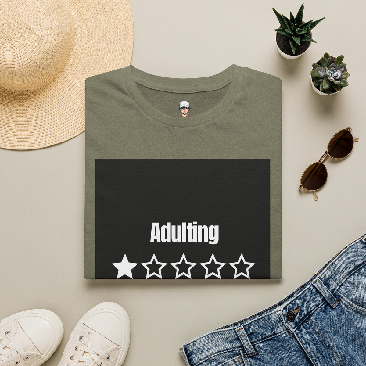 T-Shirt — "Adulting: 1-Star" Funny Rating Graphic Tee