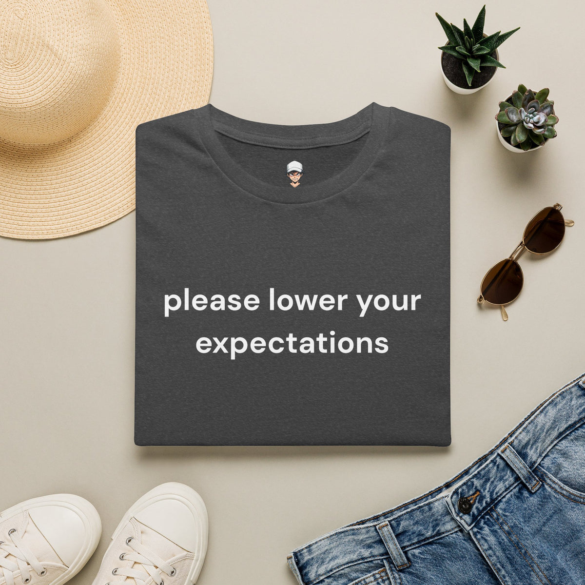 lower your expectations T-Shirt — Minimalist Slogan Tee