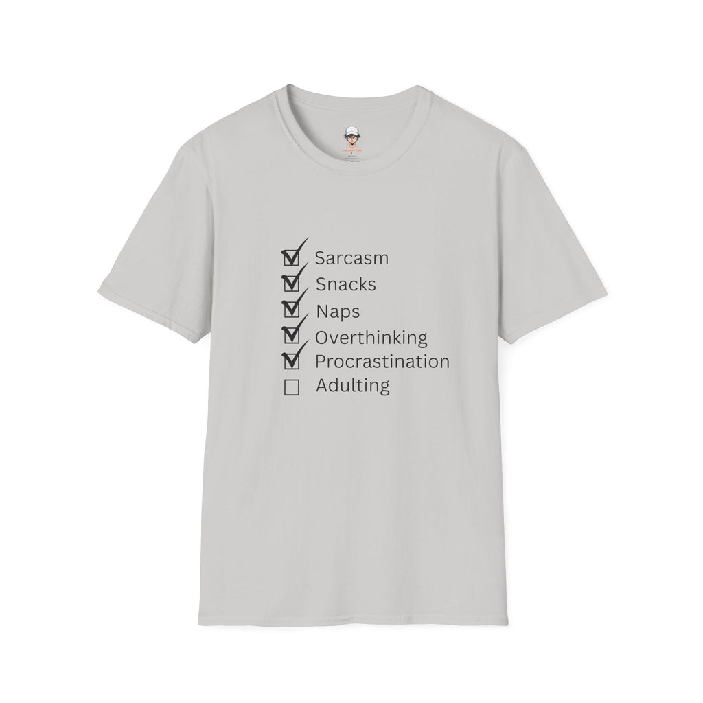 Checklist Tee — Sarcasm, Snacks, Naps & Overthinking Graphic T-Shirt