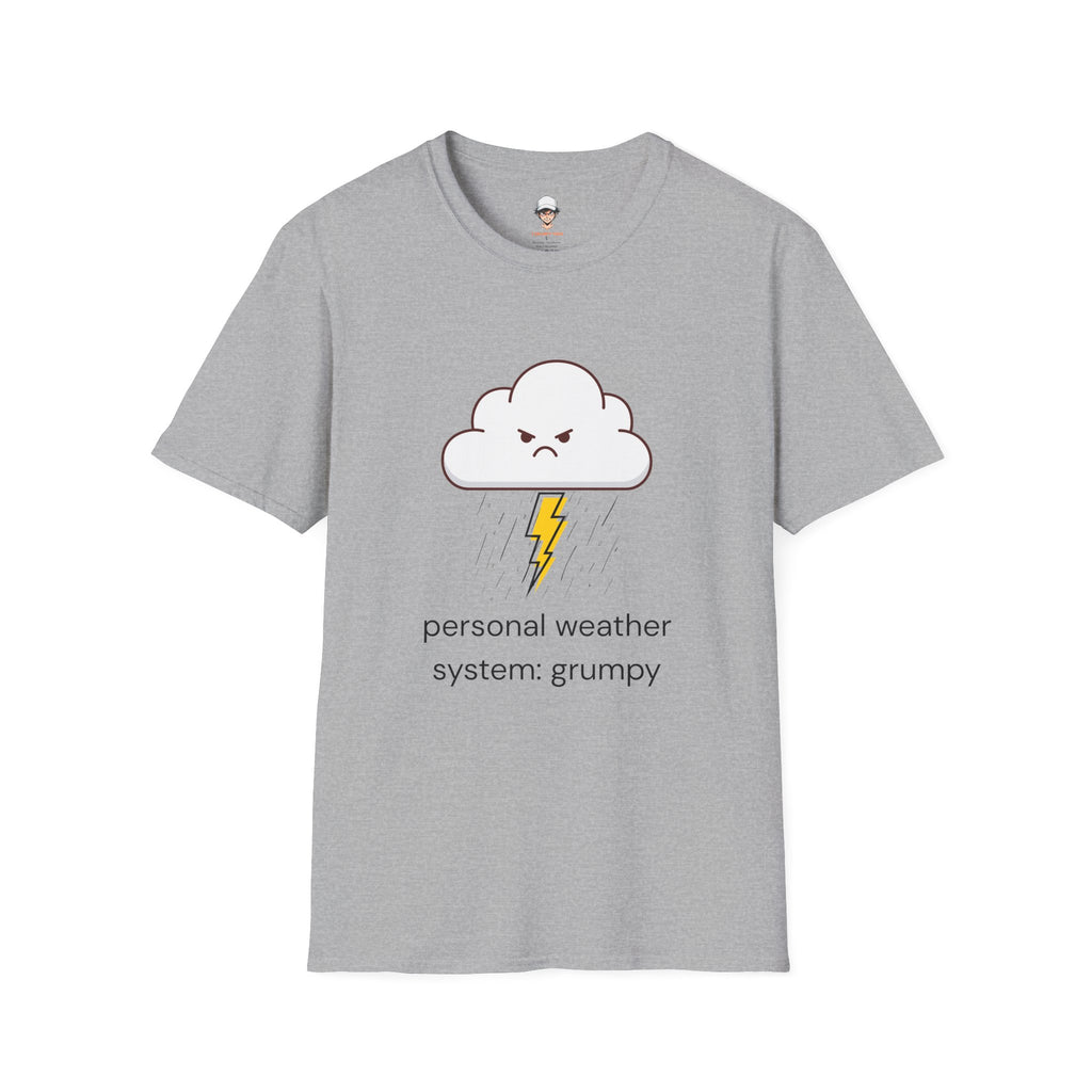 Personal Weather System: Grumpy T‑Shirt — Cute Angry Cloud Graphic Tee