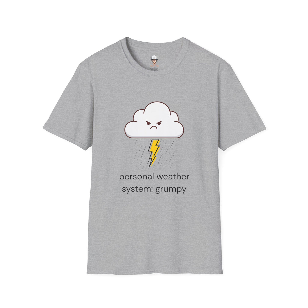 Personal Weather System: Grumpy T‑Shirt — Cute Angry Cloud Graphic Tee