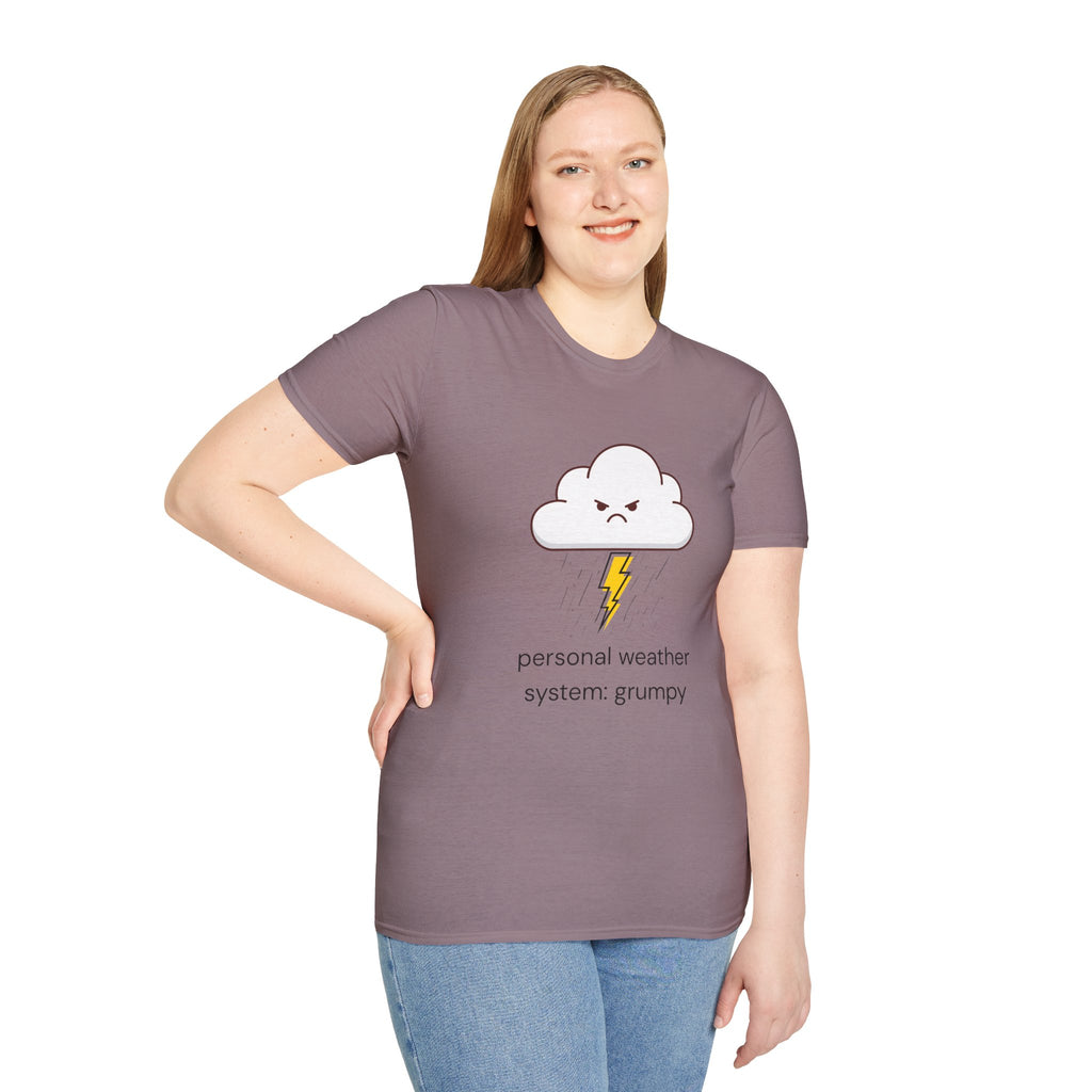 Personal Weather System: Grumpy T‑Shirt — Cute Angry Cloud Graphic Tee