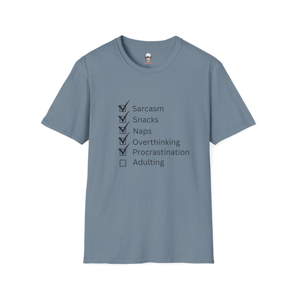 Checklist Tee — Sarcasm, Snacks, Naps & Overthinking Graphic T-Shirt