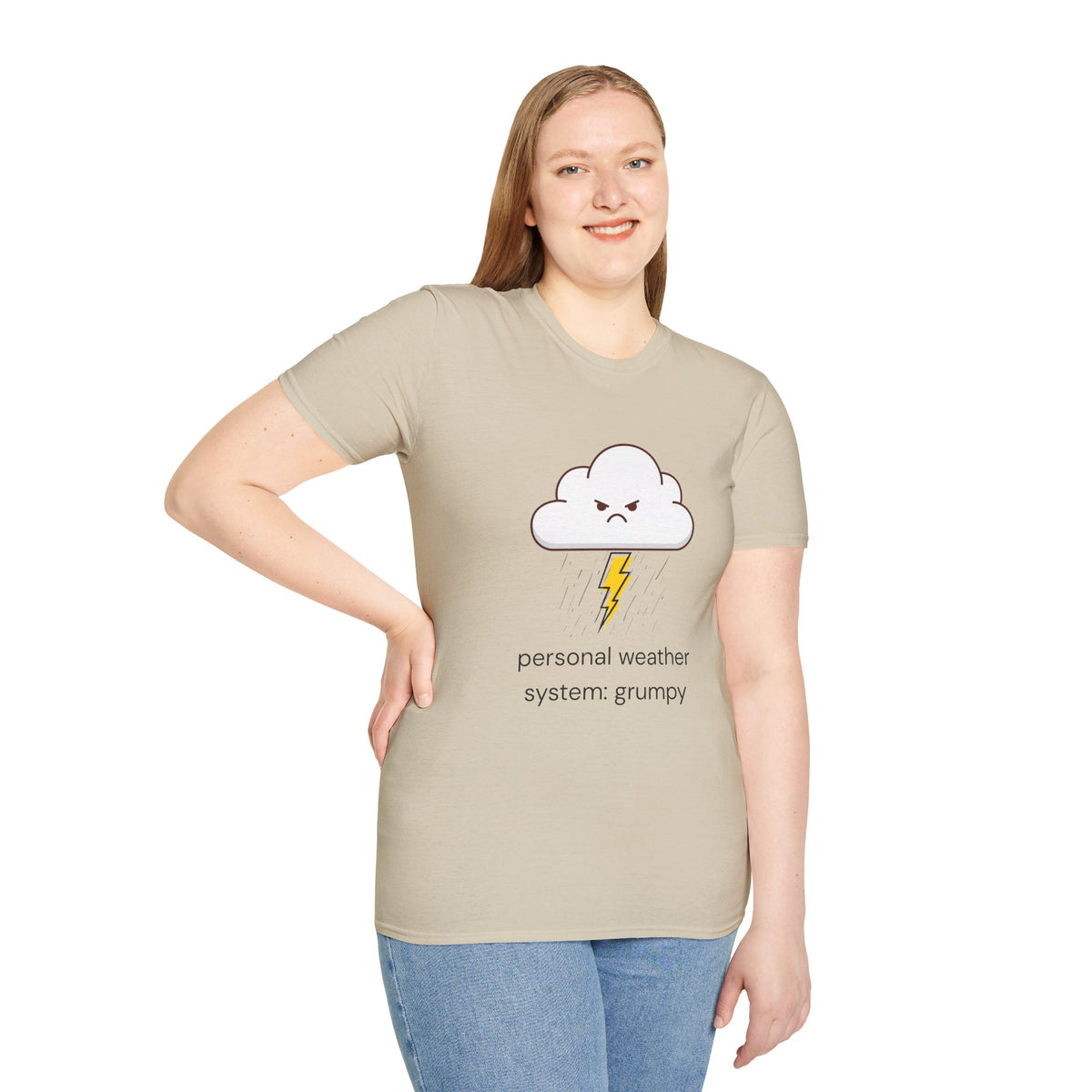 Personal Weather System: Grumpy T‑Shirt — Cute Angry Cloud Graphic Tee