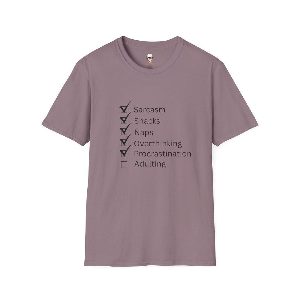 Checklist Tee — Sarcasm, Snacks, Naps & Overthinking Graphic T-Shirt
