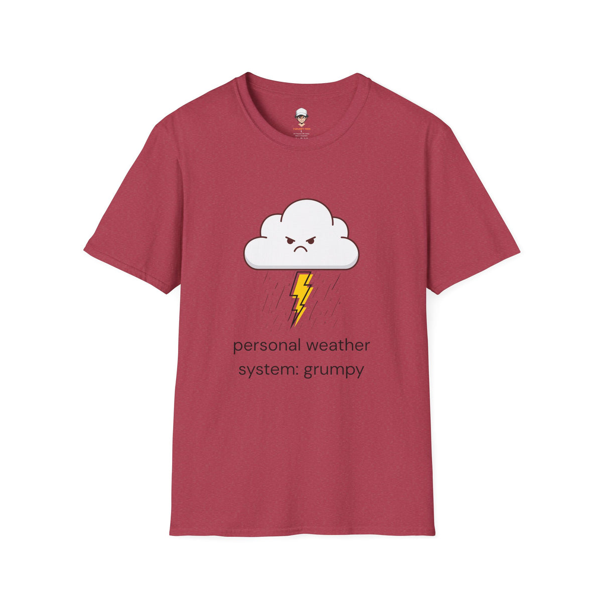 Personal Weather System: Grumpy T‑Shirt — Cute Angry Cloud Graphic Tee