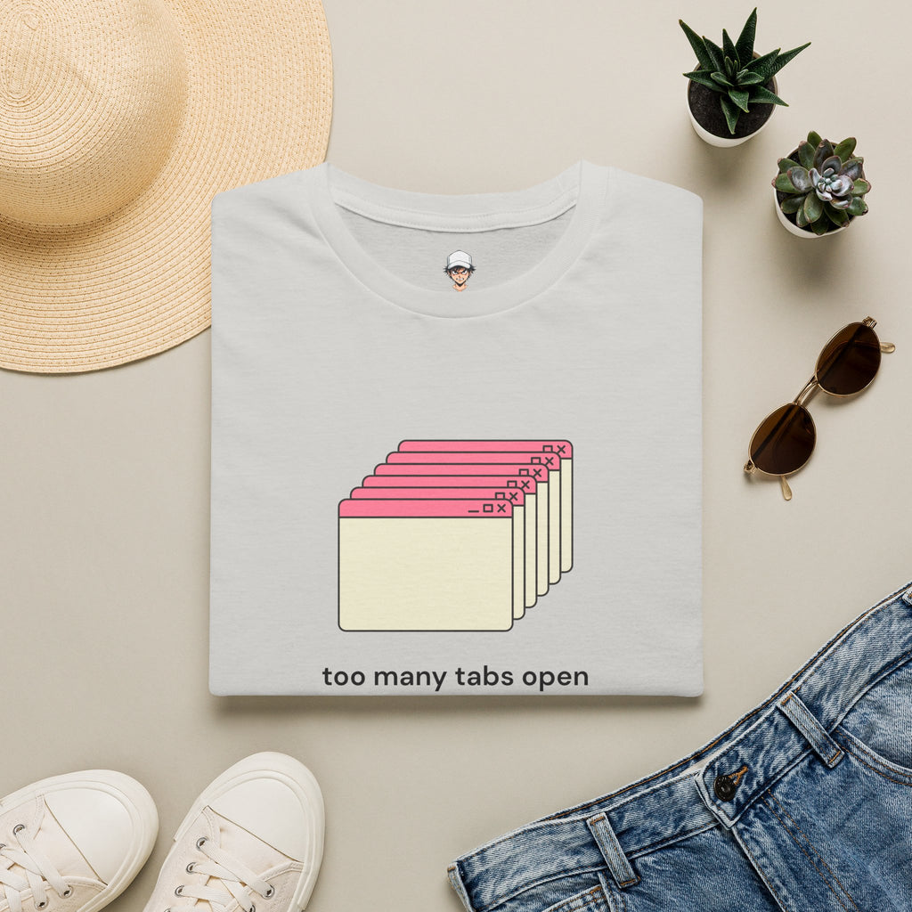 Too Many Tabs Open T-Shirt — Cute Retro Browser Graphic Tee