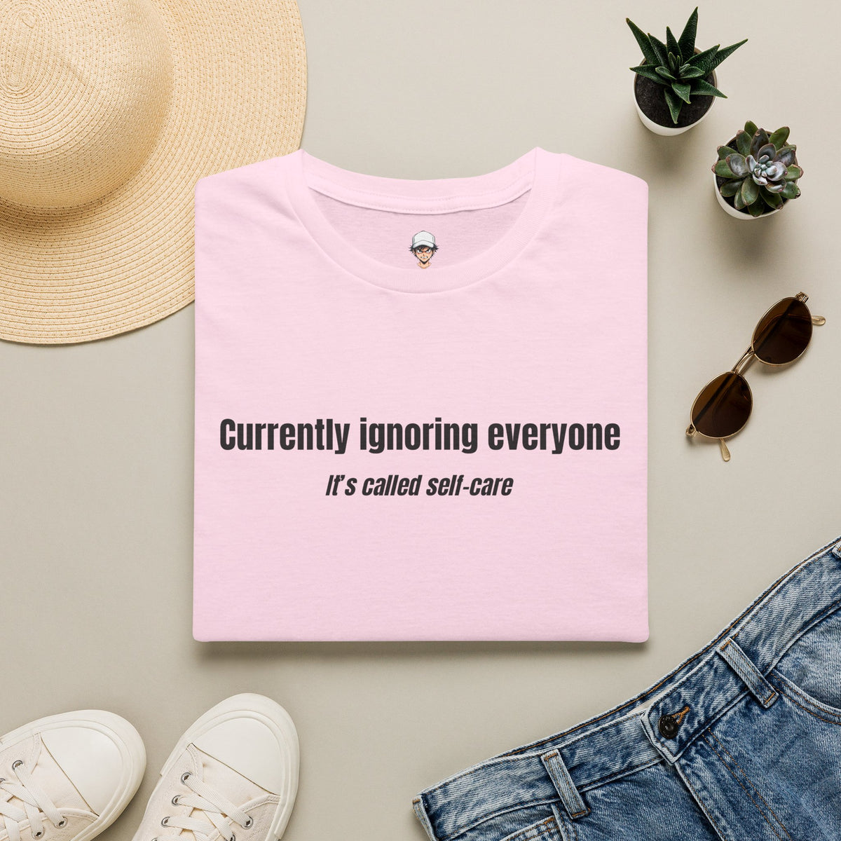 Currently Ignoring Everyone Cotton T-Shirt — Self-Care Statement Tee