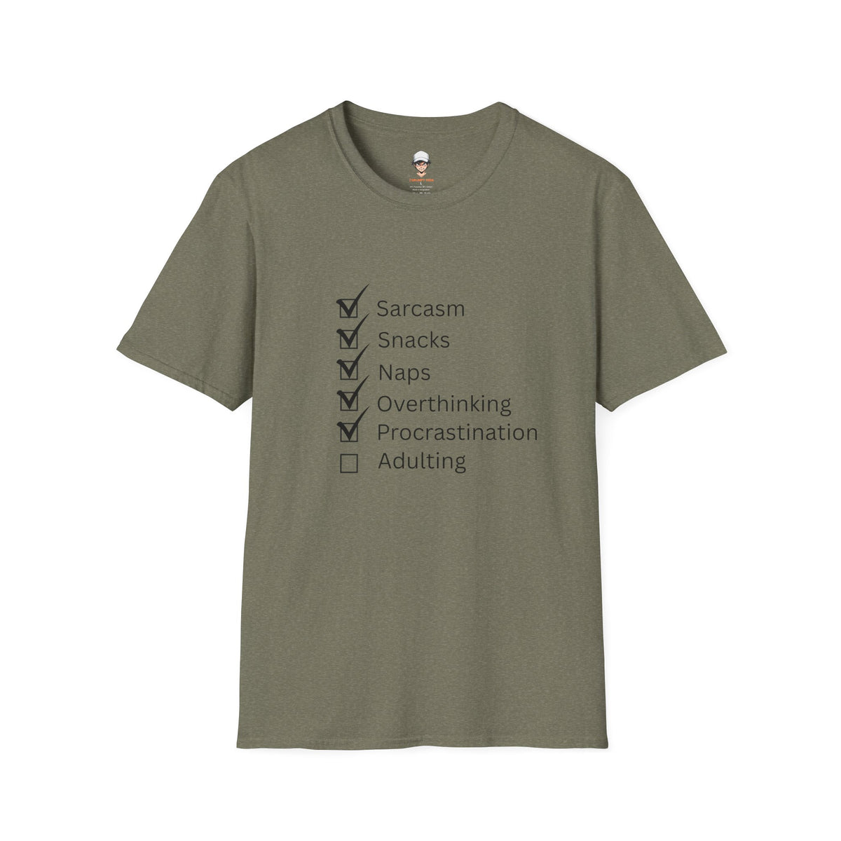 Checklist Tee — Sarcasm, Snacks, Naps & Overthinking Graphic T-Shirt