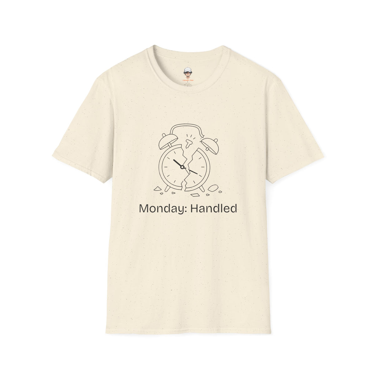 Monday Handled T-Shirt — Funny Broken Alarm Clock Tee for Workweek Vibes