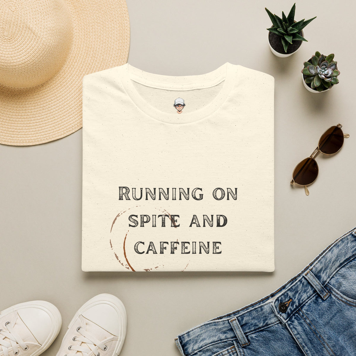 Running on Spite and Caffeine — Coffee Stain Graphic T-Shirt