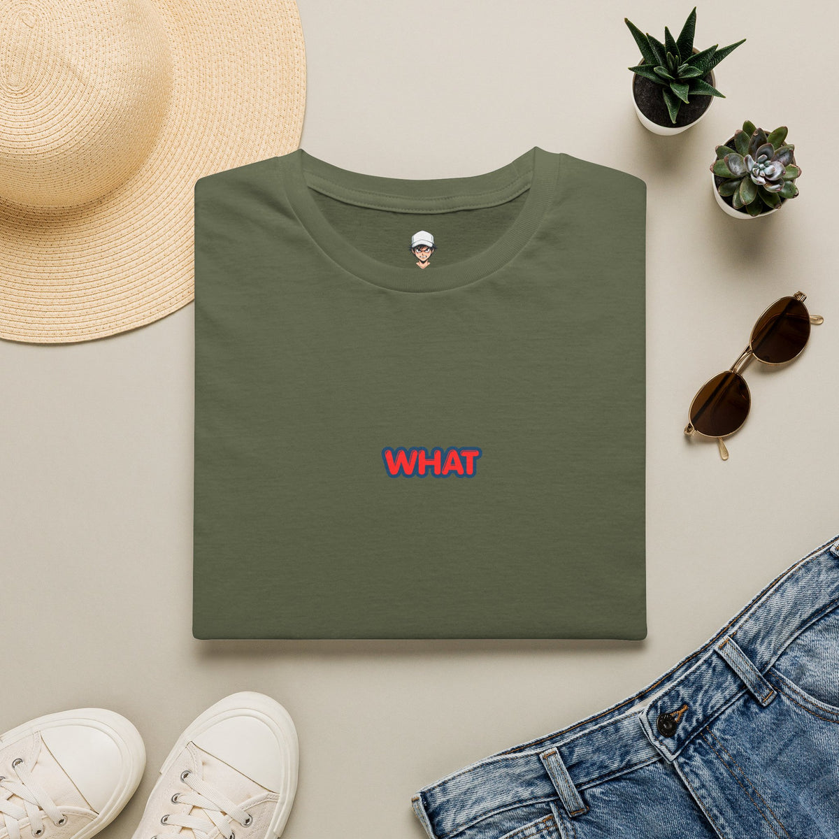 Retro 'WHAT' Chest Print Tee