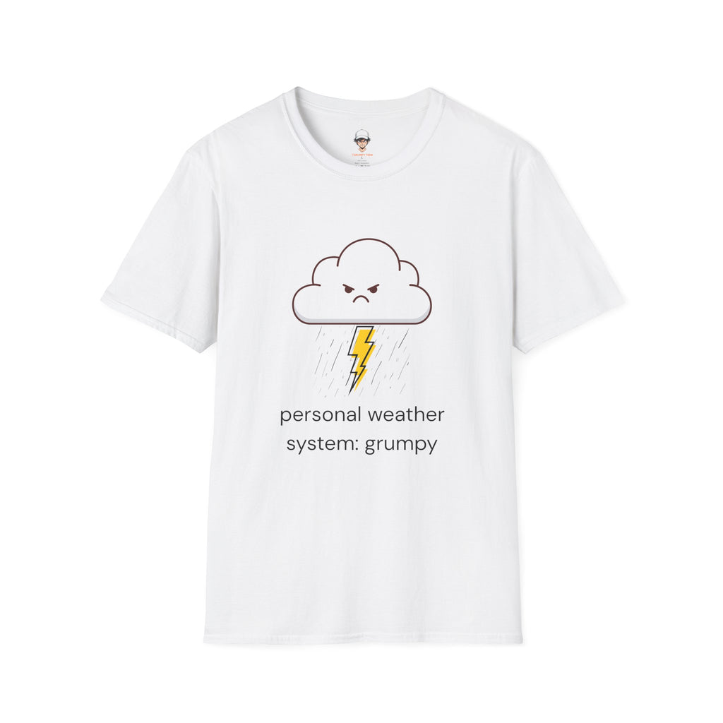 Personal Weather System: Grumpy T‑Shirt — Cute Angry Cloud Graphic Tee