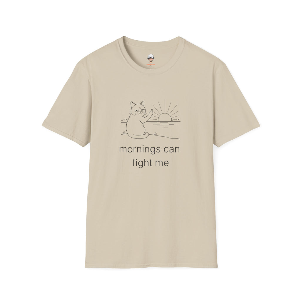 mornings can fight me - Funny Grumpy Cat Tee