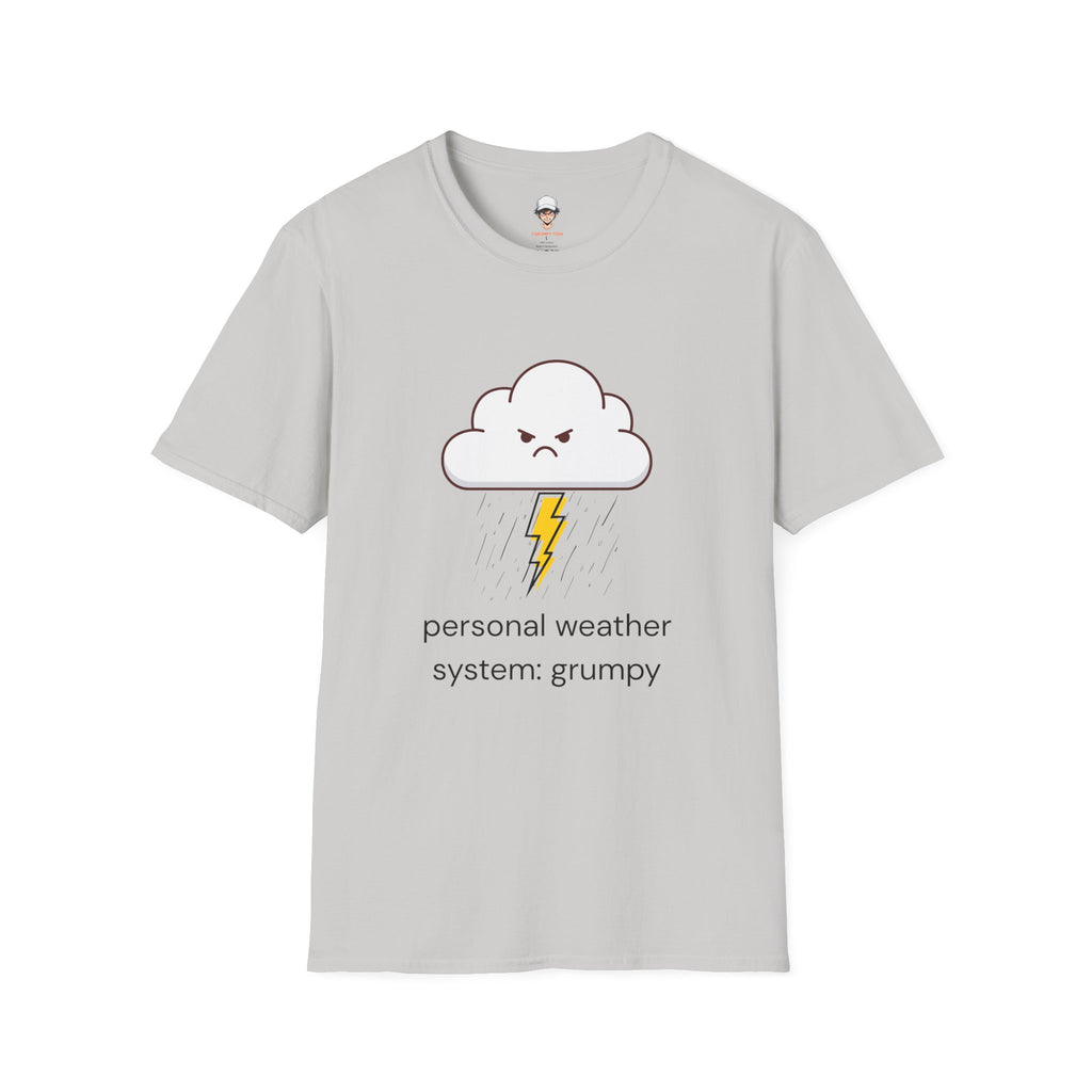 Personal Weather System: Grumpy T‑Shirt — Cute Angry Cloud Graphic Tee