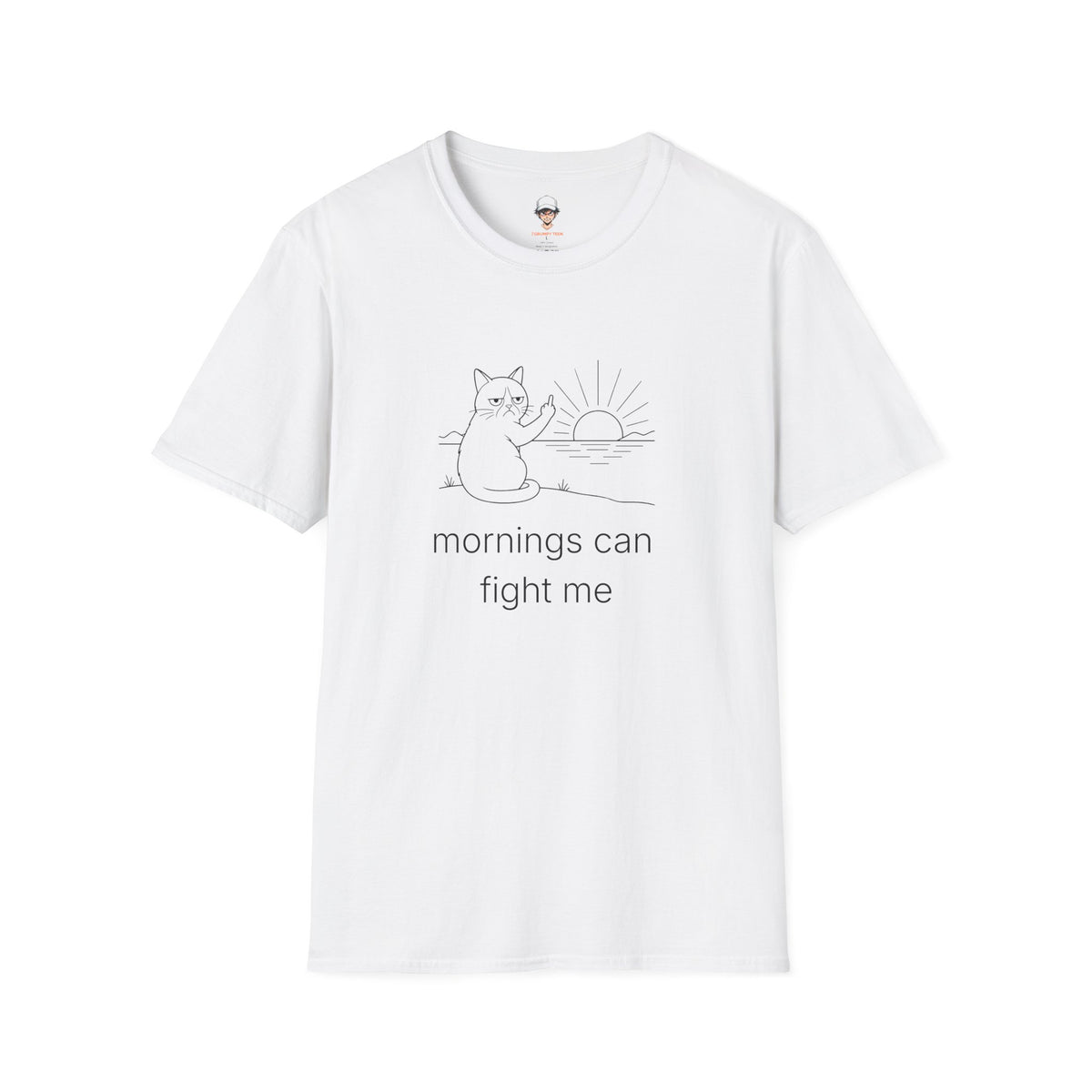 mornings can fight me - Funny Grumpy Cat Tee