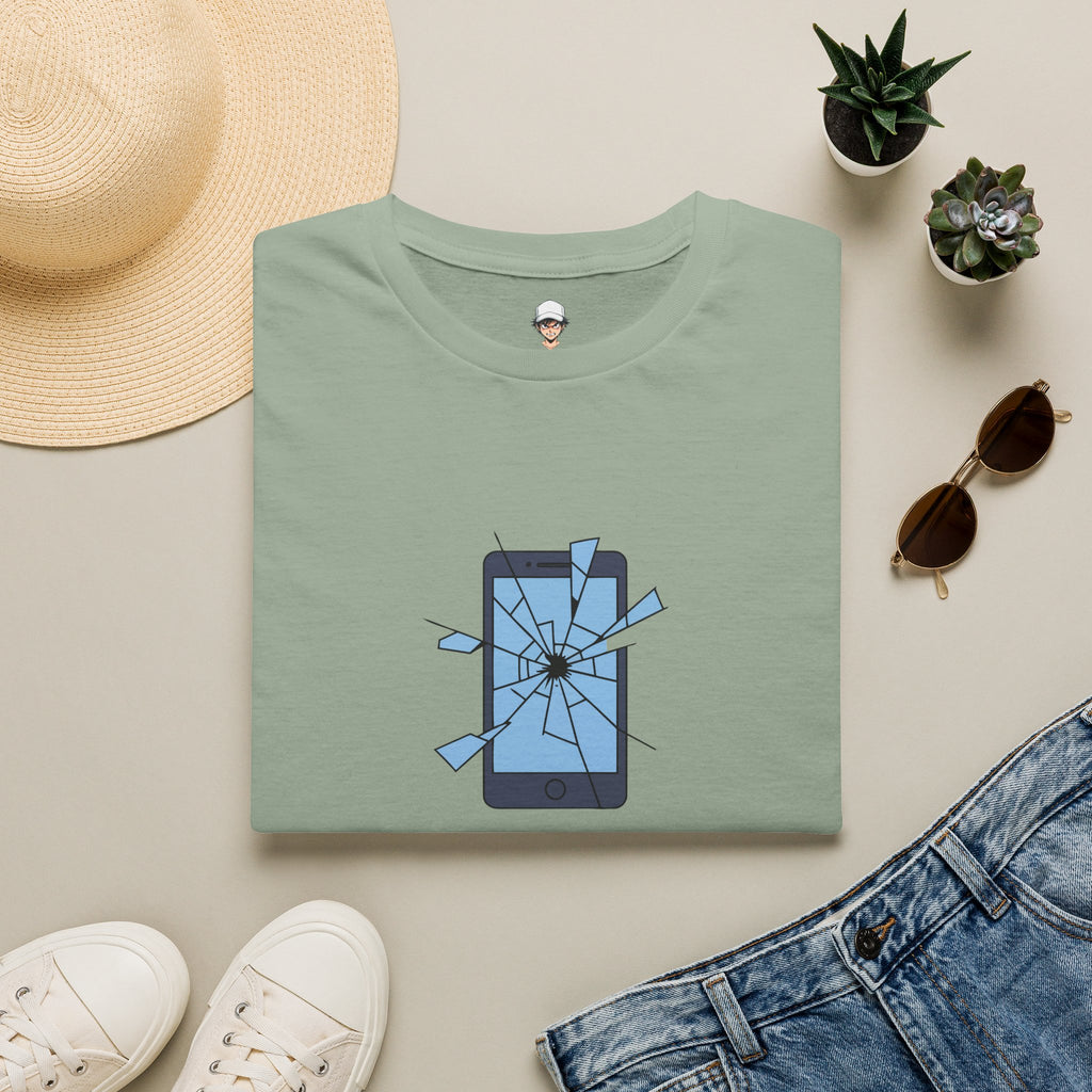 T-Shirt — "Currently Unavailable (Emotionally)" Broken Phone Graphic