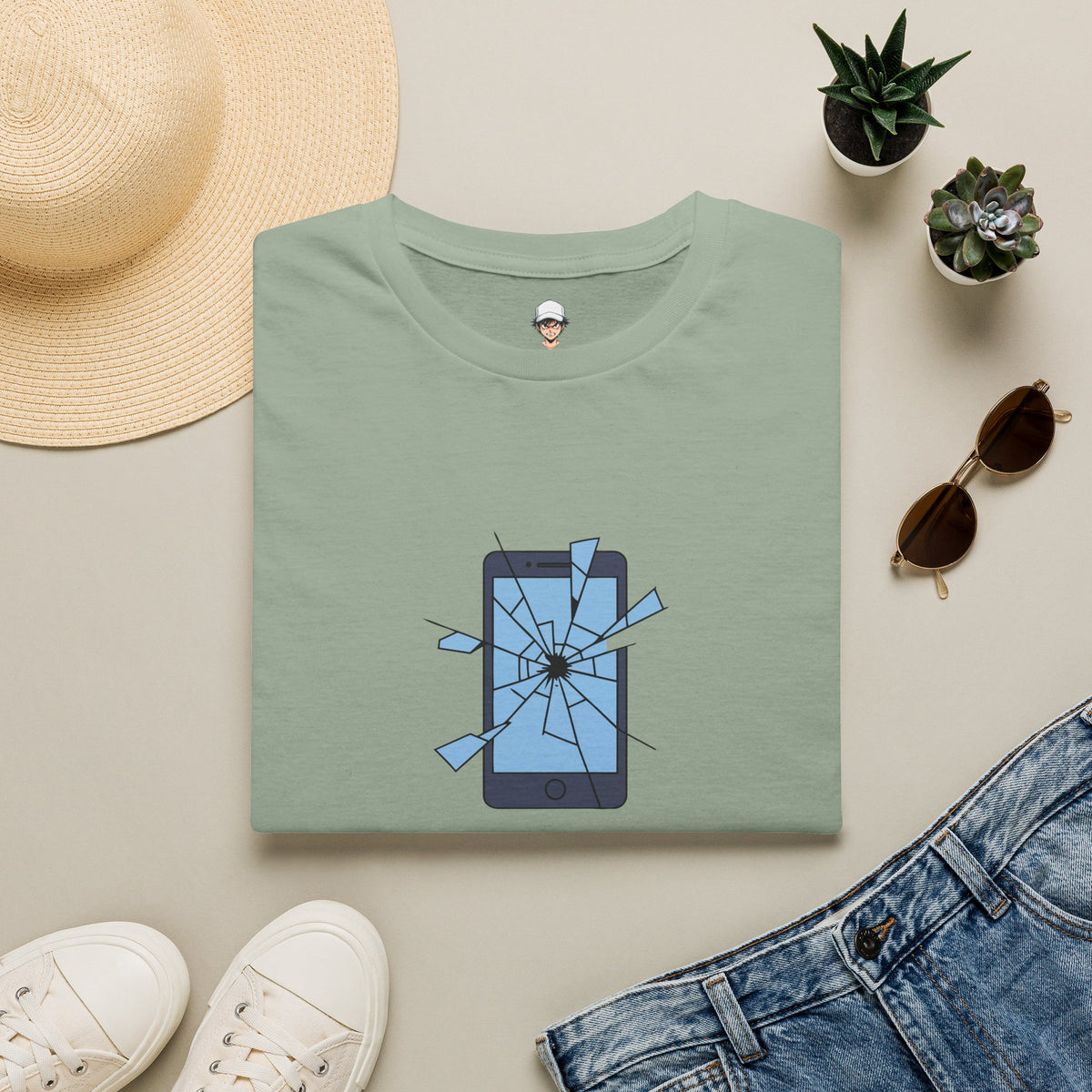 T-Shirt — "Currently Unavailable (Emotionally)" Broken Phone Graphic
