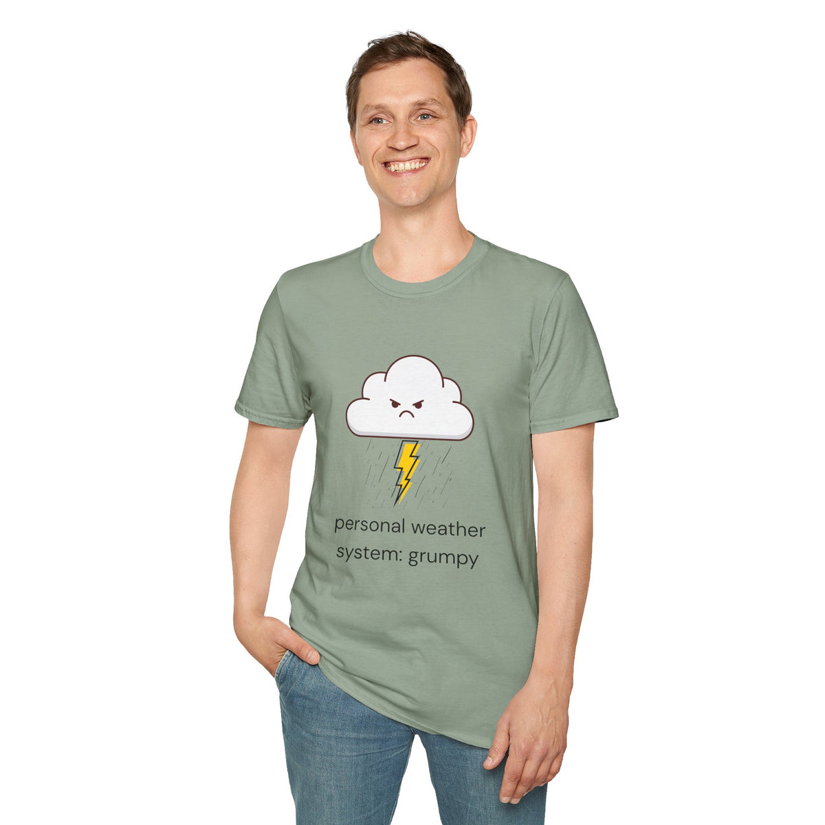 Personal Weather System: Grumpy T‑Shirt — Cute Angry Cloud Graphic Tee