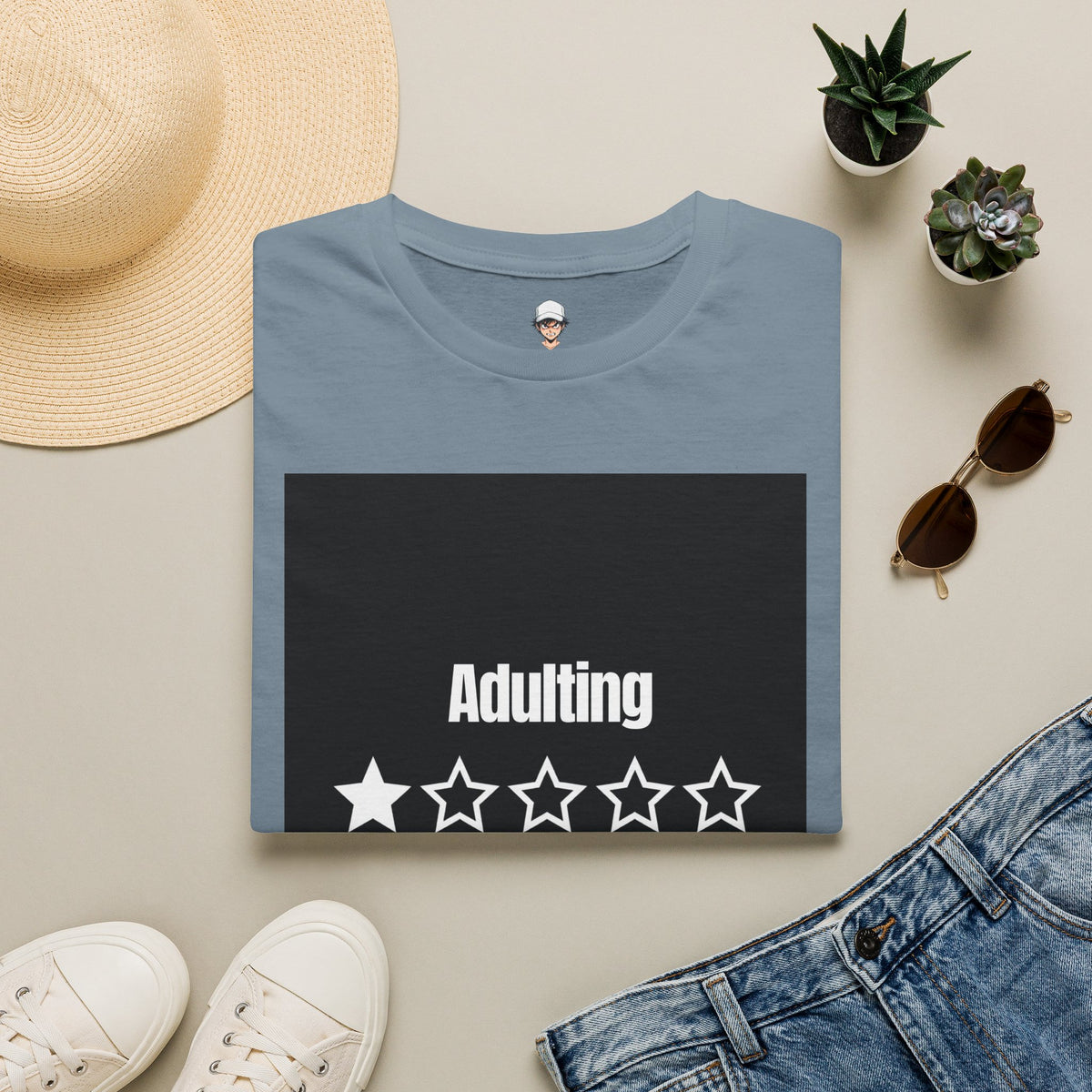 T-Shirt — "Adulting: 1-Star" Funny Rating Graphic Tee