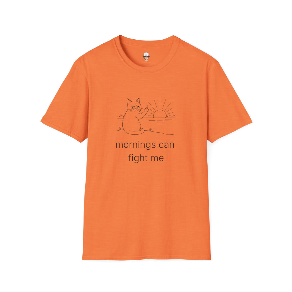 mornings can fight me - Funny Grumpy Cat Tee