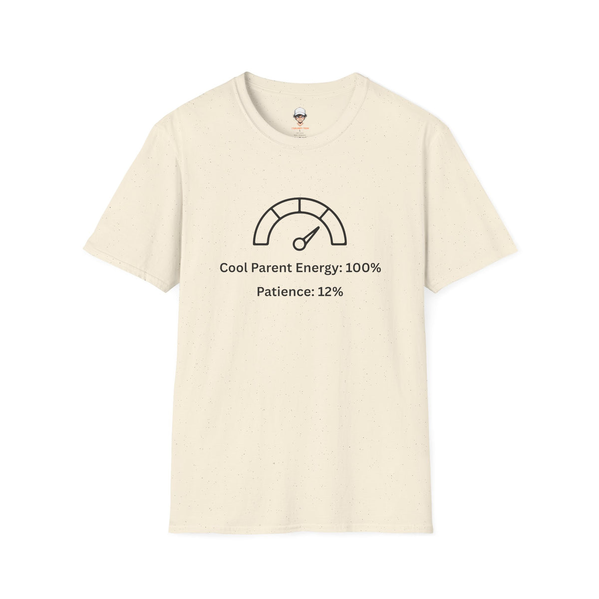 Parent Humor T‑Shirt — "Cool Parent Energy: 100% / Patience: 12%" Gauge Tee