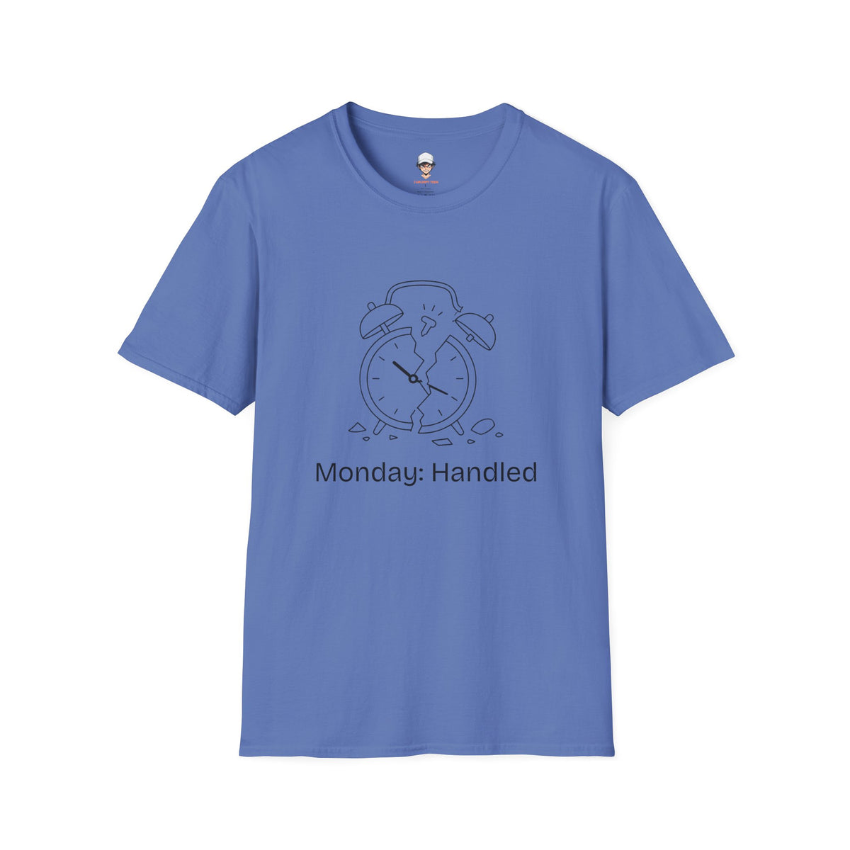 Monday Handled T-Shirt — Funny Broken Alarm Clock Tee for Workweek Vibes