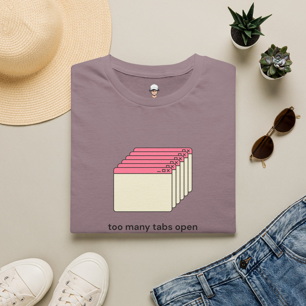 Too Many Tabs Open T-Shirt — Cute Retro Browser Graphic Tee