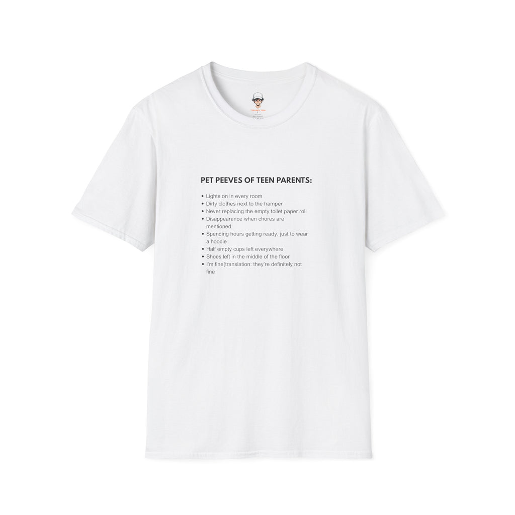 Pet Peeves of Teen Parents T-Shirt — Funny Parenthood List Tee