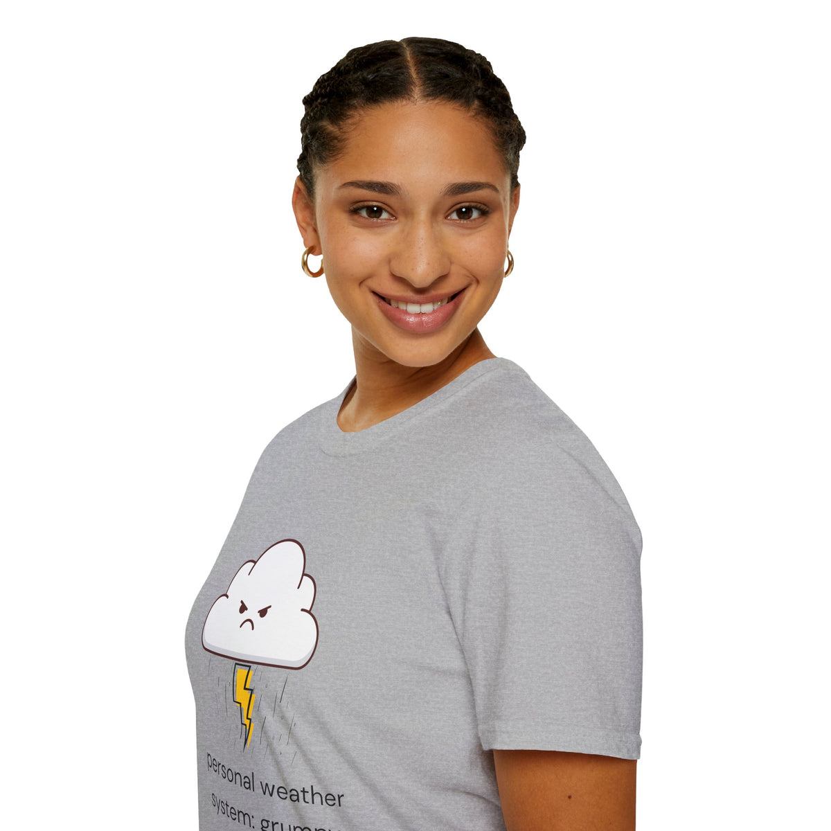Personal Weather System: Grumpy T‑Shirt — Cute Angry Cloud Graphic Tee