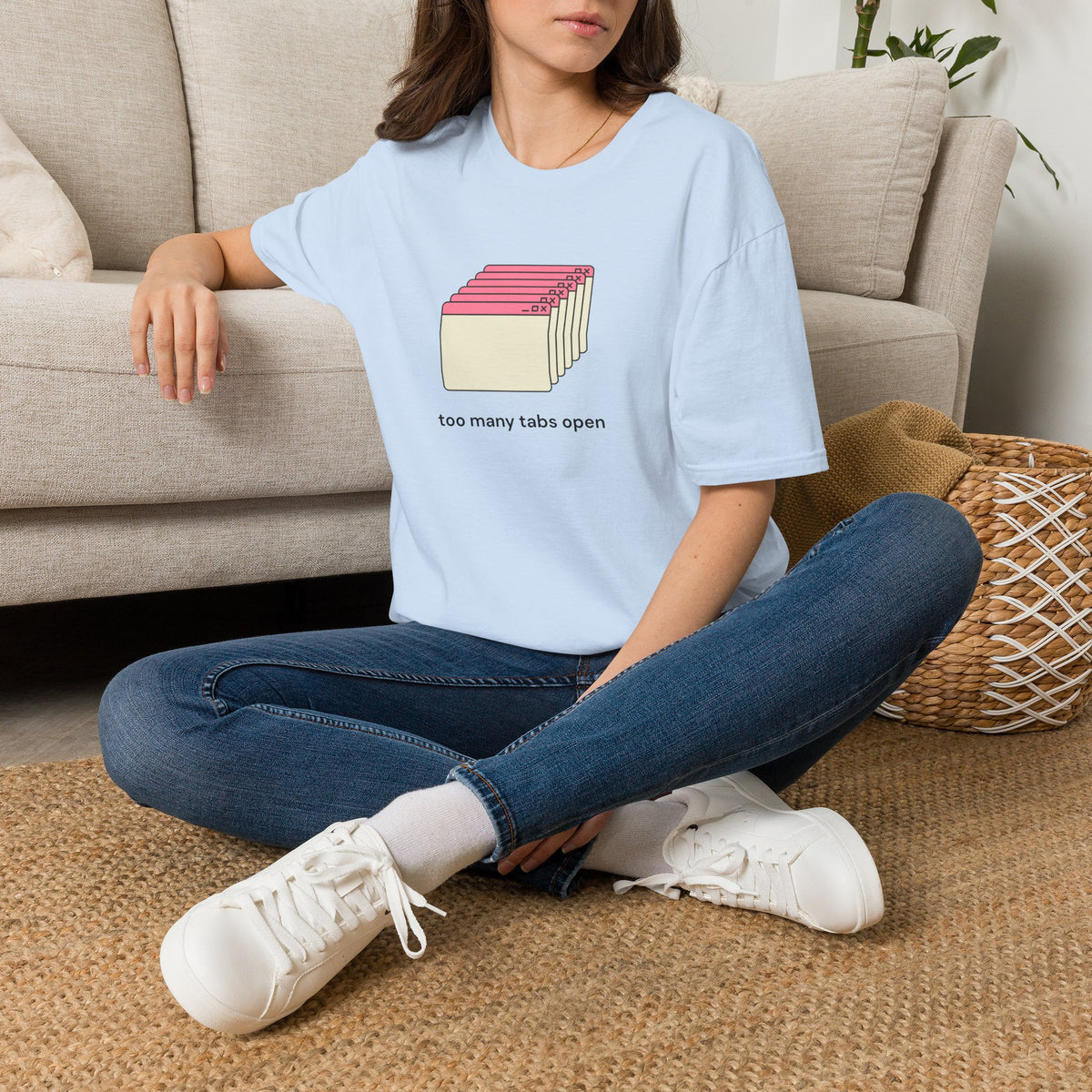 Too Many Tabs Open T-Shirt — Cute Retro Browser Graphic Tee