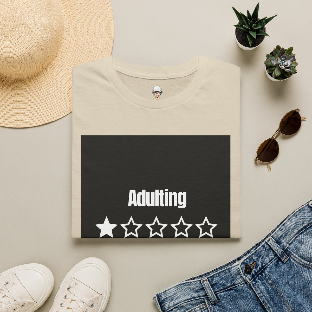 T-Shirt — "Adulting: 1-Star" Funny Rating Graphic Tee