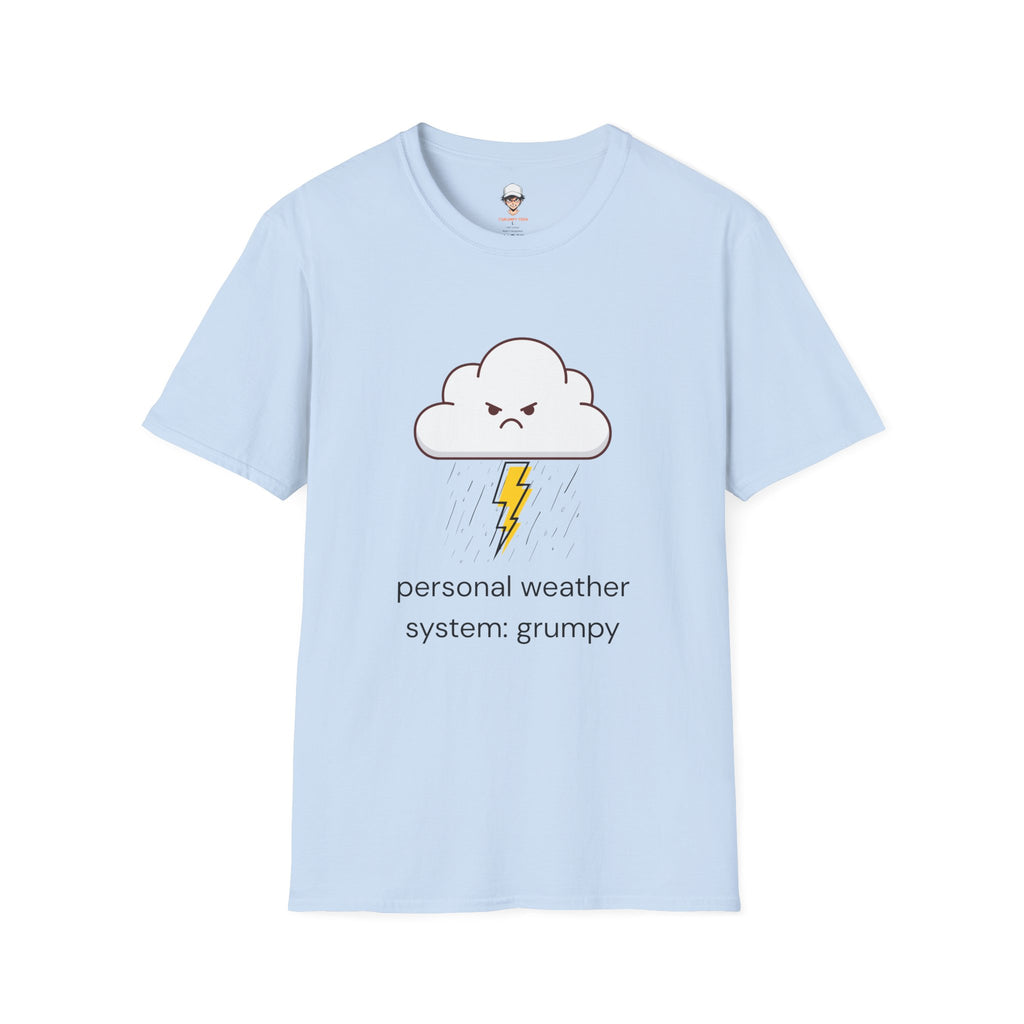 Personal Weather System: Grumpy T‑Shirt — Cute Angry Cloud Graphic Tee