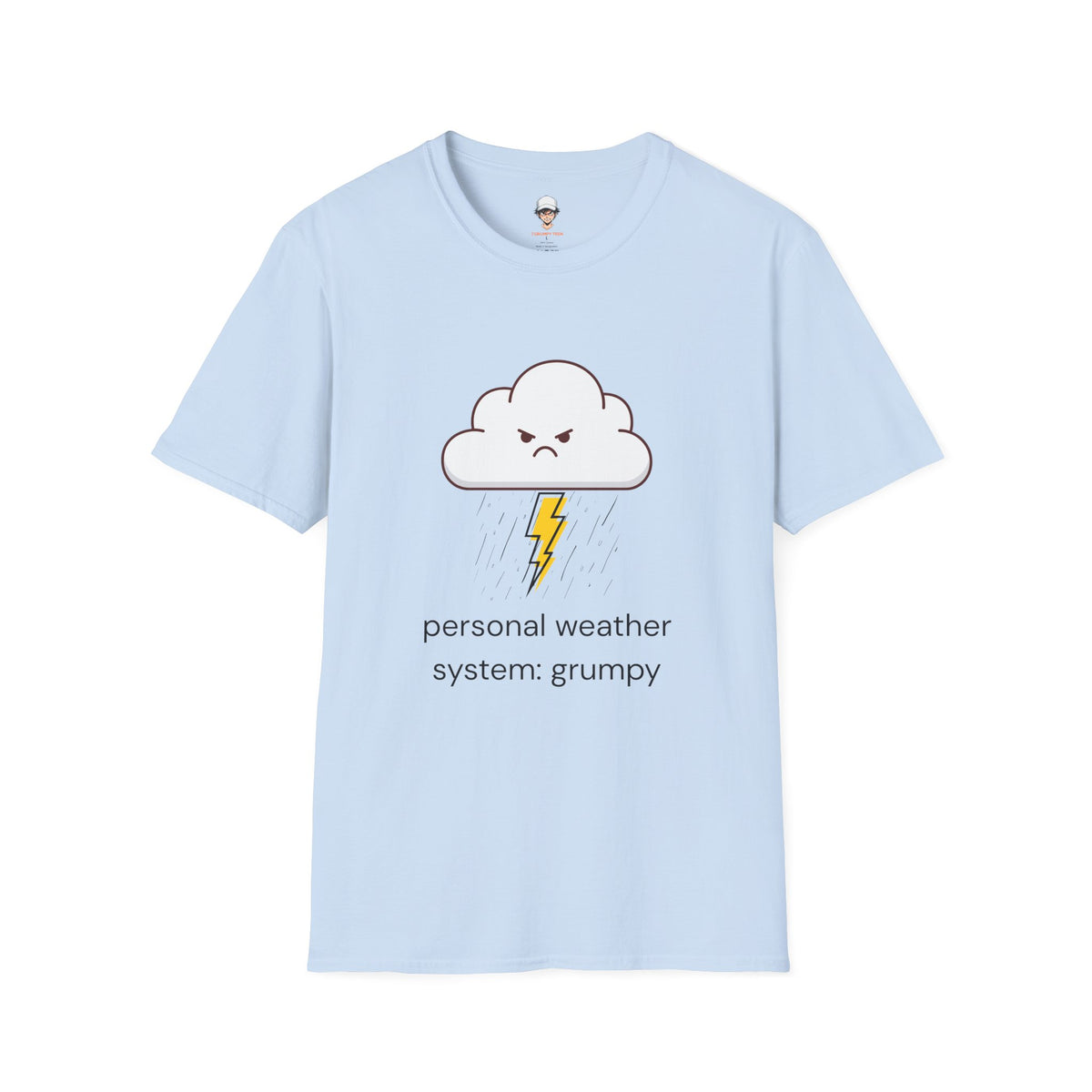 Personal Weather System: Grumpy T‑Shirt — Cute Angry Cloud Graphic Tee