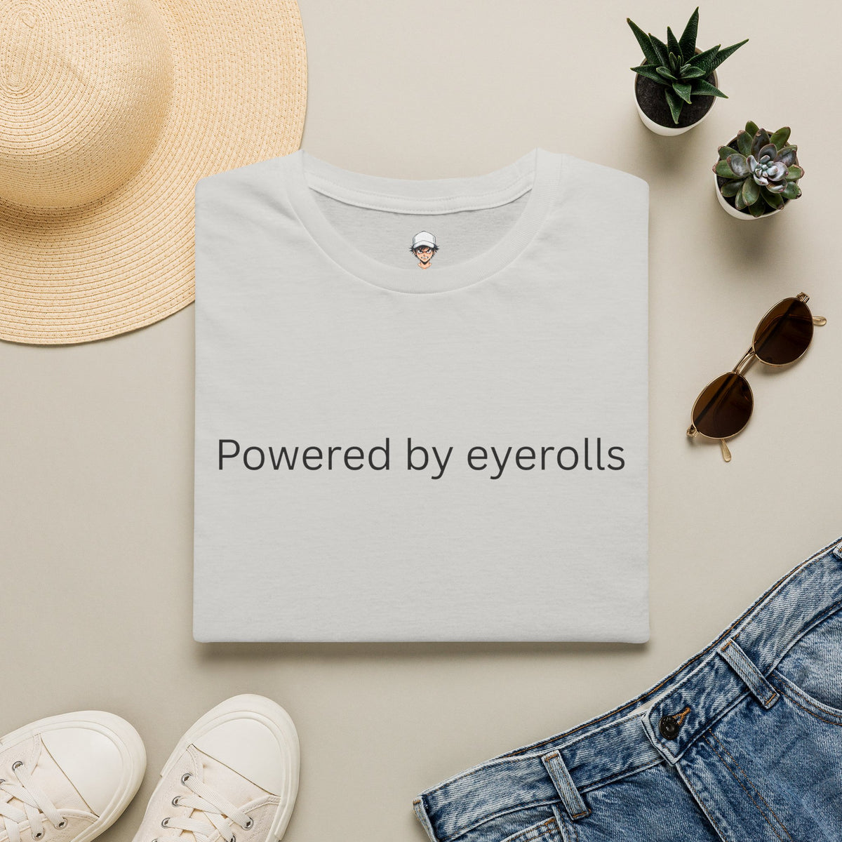 Powered by eyerolls T-Shirt — Minimalist Graphic Tee