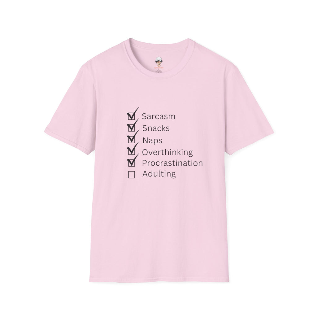 Checklist Tee — Sarcasm, Snacks, Naps & Overthinking Graphic T-Shirt