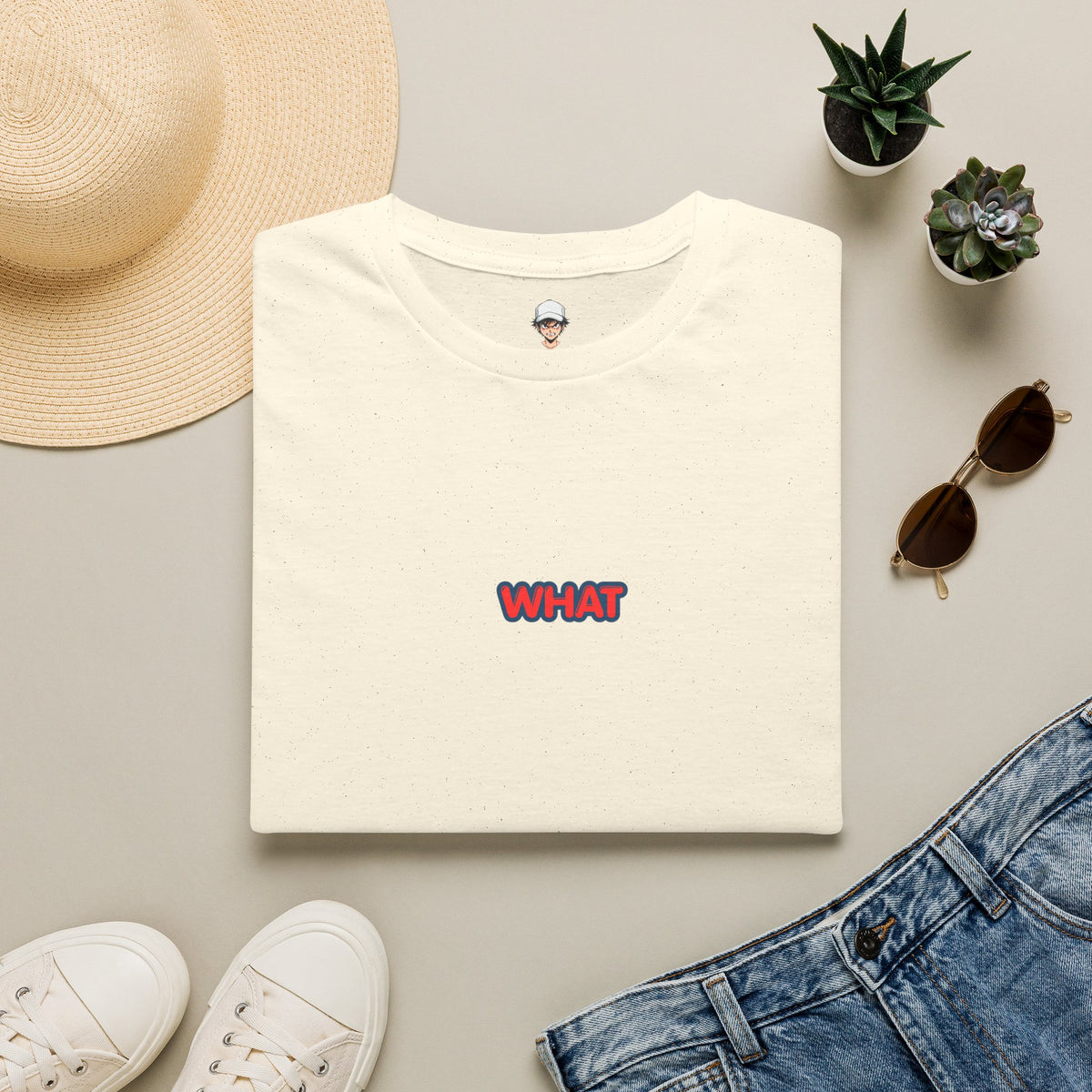 Retro 'WHAT' Chest Print Tee