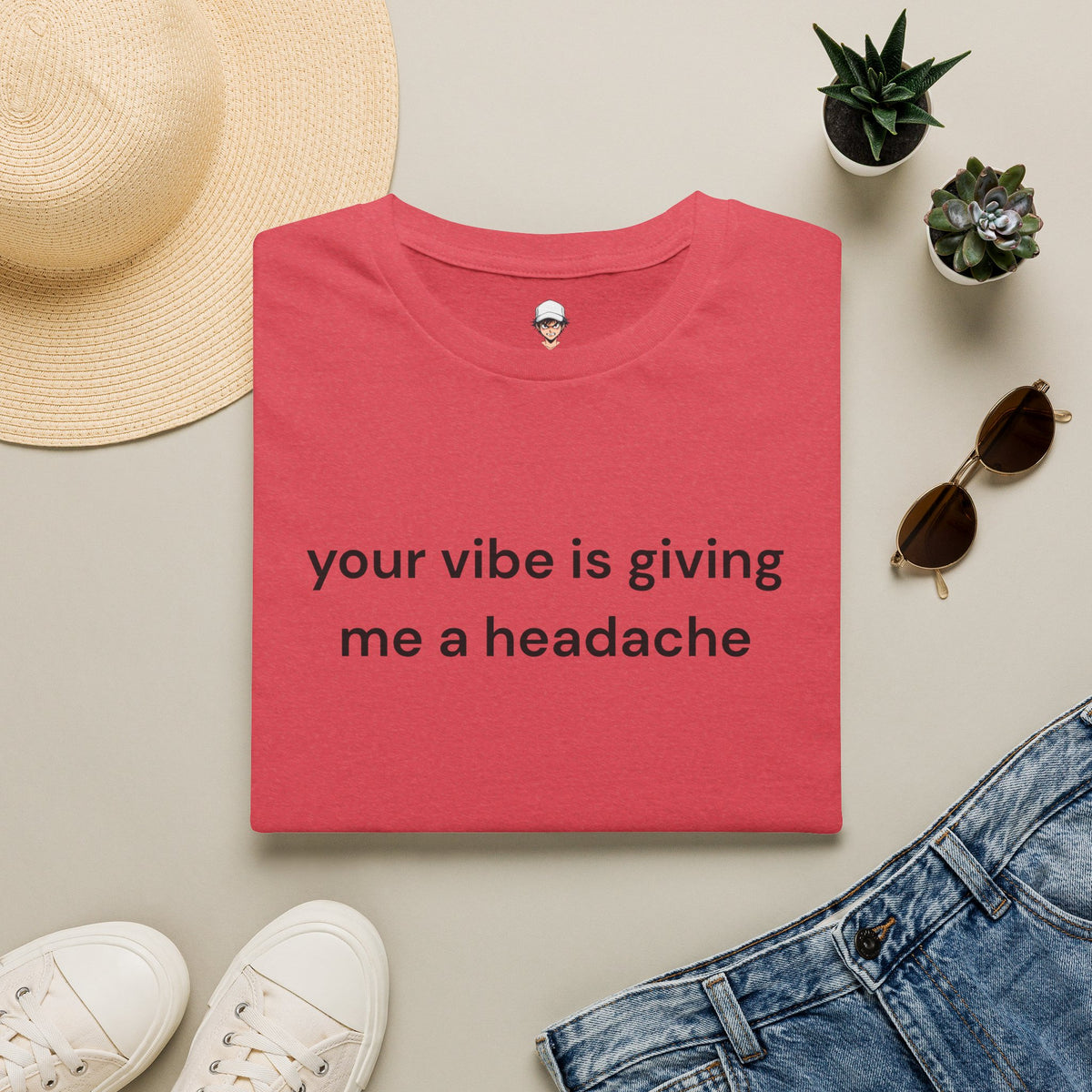 T-Shirt — "Your Vibe Is Giving Me a Headache" Minimalist Graphic Tee